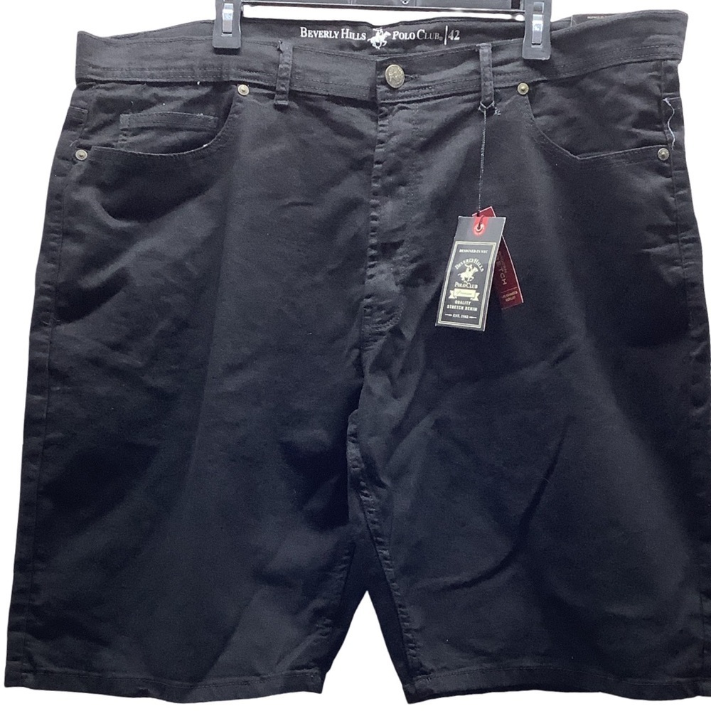 Beverly Hills Size 42 Polo Club Modern Stretch Black Jean Shorts. New With Tags